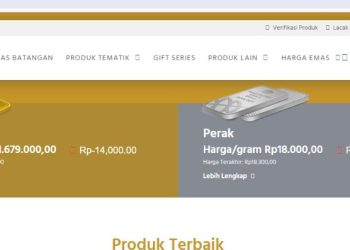 Dalam Sebulan Harga Emas Turun 0.77 Persen, Hari ini Turun 0.83 Persen