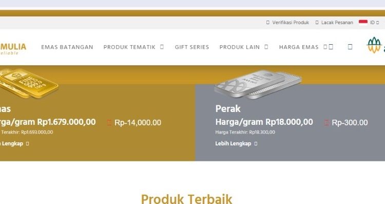 Dalam Sebulan Harga Emas Turun 0.77 Persen, Hari ini Turun 0.83 Persen